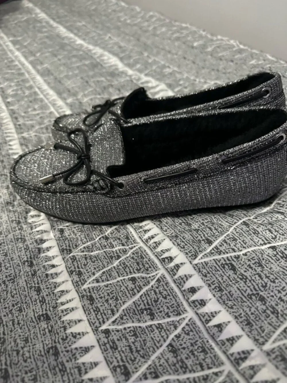 Michael Kors Sparkle Loafers Silver Metallic Ballet Flats Size 7.5 Y2K